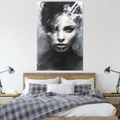 Abstract portret van een vrouw canvas afdruk (Insitu (Slaapkamer))