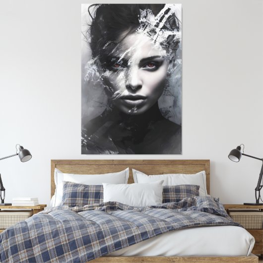 Abstract portret van een vrouw canvas afdruk (Insitu (Slaapkamer))
