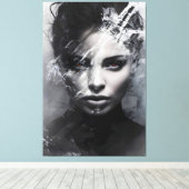 Abstract portret van een vrouw canvas afdruk (Insitu (Houten vloer))