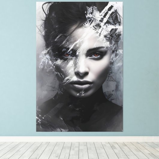 Abstract portret van een vrouw canvas afdruk (Insitu (Houten vloer))