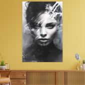 Abstract portret van een vrouw canvas afdruk (Insitu (Woonkamer))