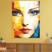 Abstract portret van een vrouw canvas afdruk (Insitu (Woonkamer))