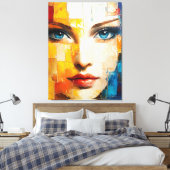 Abstract portret van een vrouw canvas afdruk (Insitu (Slaapkamer))