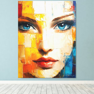 Abstract portret van een vrouw canvas afdruk