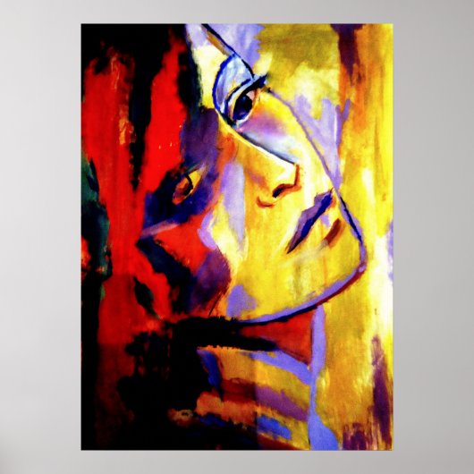 Abstract portret van een vrouw die schildert - Kun Poster (Voorkant)