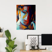 Abstract portret van een vrouw die schildert - Kun Poster (Thuiskantoor)
