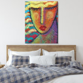 Abstract portret van een vrouw met blond haar canvas afdruk (Insitu (Slaapkamer))