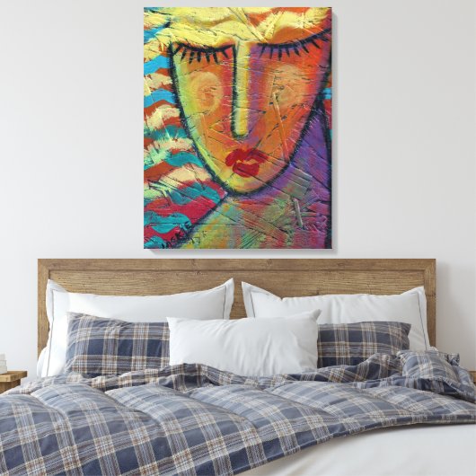 Abstract portret van een vrouw met blond haar canvas afdruk (Insitu (Slaapkamer))