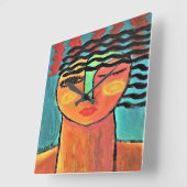 Abstract portret van een vrouw vierkante klok (Hoek)