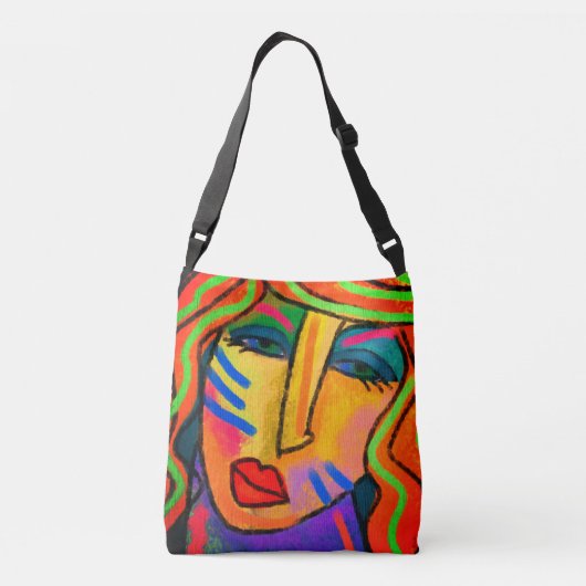 Abstract portret van een vrouwelijke Canvas tas (Achterkant)