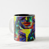Abstract portret van Fantasy Tweekleurige Koffiemok (Voorkant links)