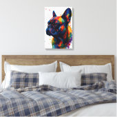 Abstract portret van Franse Bulldog - Spatstilte Canvas Afdruk (Insitu (Slaapkamer))
