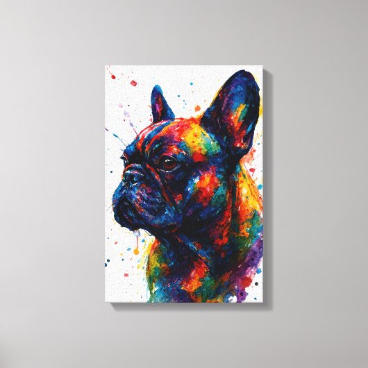 Abstract portret van Franse Bulldog - Spatstilte Canvas Afdruk (Voorkant)