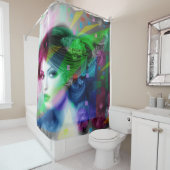 Abstract portret van mooie vrouw douchegordijn (In situ)