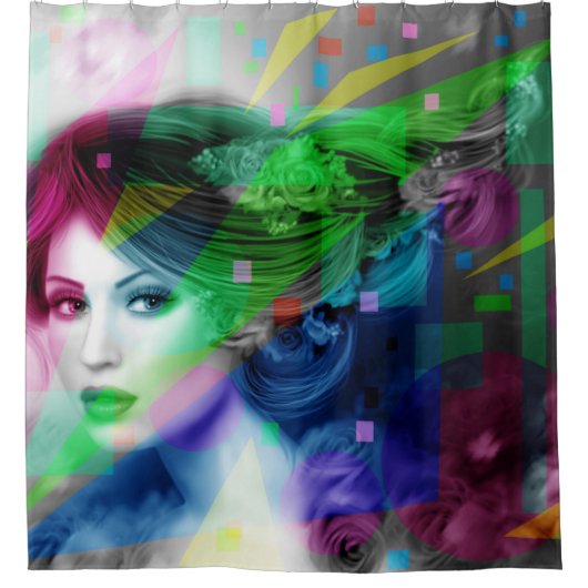Abstract portret van mooie vrouw douchegordijn (Voorkant)