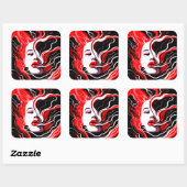 Abstract portret van Voman Surreal Vierkante Sticker (Vel)