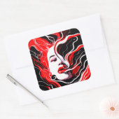 Abstract portret van Voman Surreal Vierkante Sticker (Envelop)
