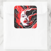 Abstract portret van Voman Surreal Vierkante Sticker (Tas)