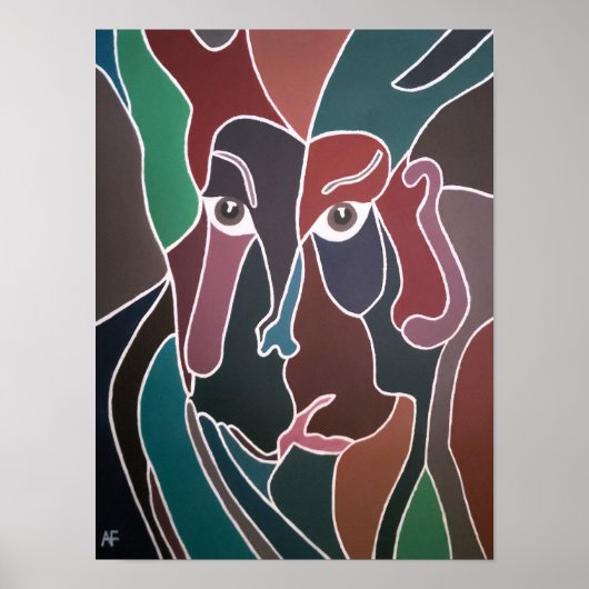 Abstract portretschilderij van Alfred Fox Poster (Voorkant)