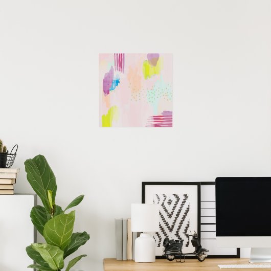 Abstract Poster Afdrukken Blush Multi (Thuiskantoor)