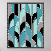 Abstract Poster blauw art deco-stijl (Voorkant)