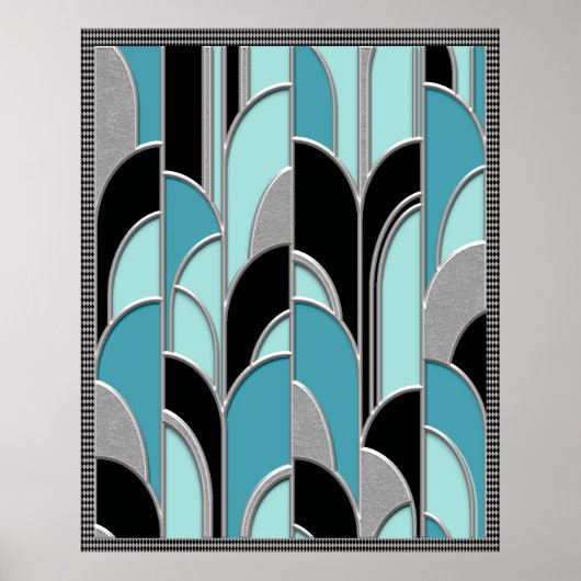 Abstract Poster blauw art deco-stijl (Voorkant)