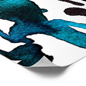 Abstract Poster blauwgroen Waterverf (Hoek)