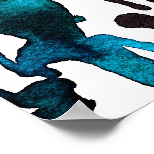 Abstract Poster blauwgroen Waterverf (Hoek)