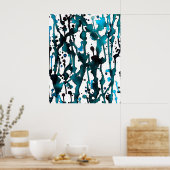 Abstract Poster blauwgroen Waterverf (Keuken)