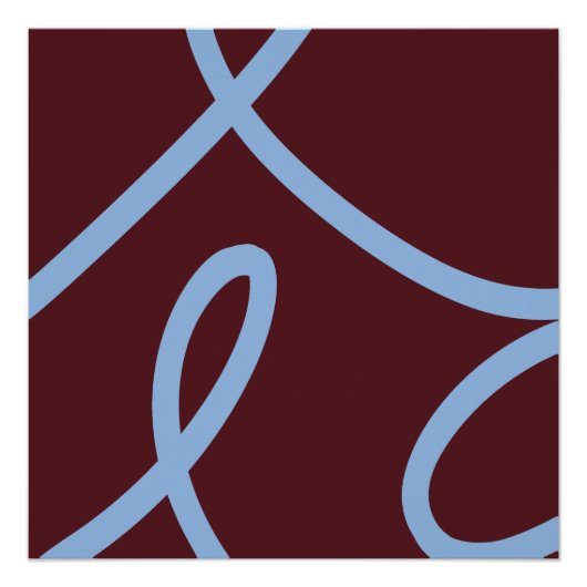 Abstract Poster – Blue Lines on Burgundy (Voorkant)
