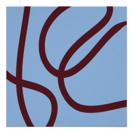 Abstract Poster – Burgundy Lines on Light Blue