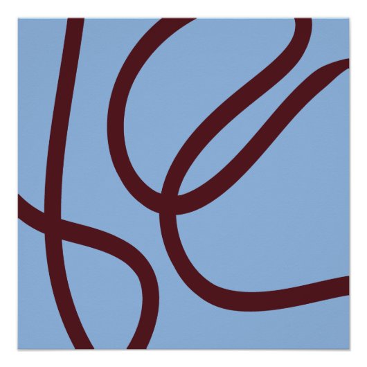 Abstract Poster – Burgundy Lines on Light Blue (Voorkant)