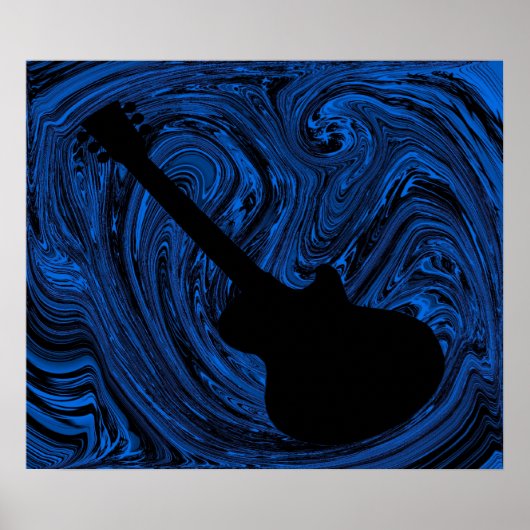 Abstract Poster gitaar, blauw (Voorkant)