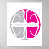 Abstract Poster grijs&roze cirkel (Voorkant)