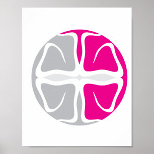 Abstract Poster grijs&roze cirkel