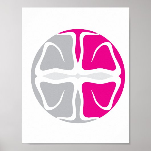 Abstract Poster grijs&roze cirkel (Voorkant)