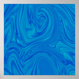 Abstract Poster met blauwe vloeibare kunst
