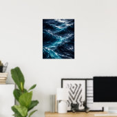 Abstract Poster met Diep Oceaanwater Rimpel Kunst (Thuiskantoor)