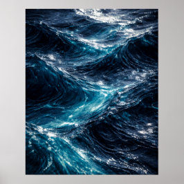 Abstract Poster met Diep Oceaanwater Rimpel Kunst