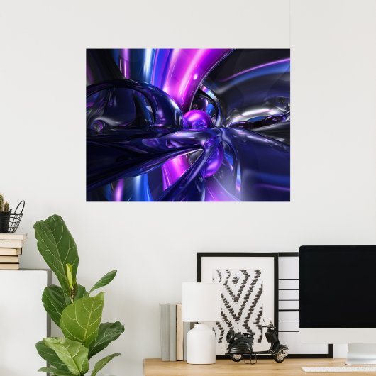 Abstract Poster met vloeiende golven (Thuiskantoor)