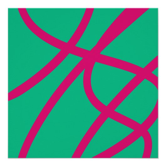 Abstract Poster – Red Lines on Green (Voorkant)