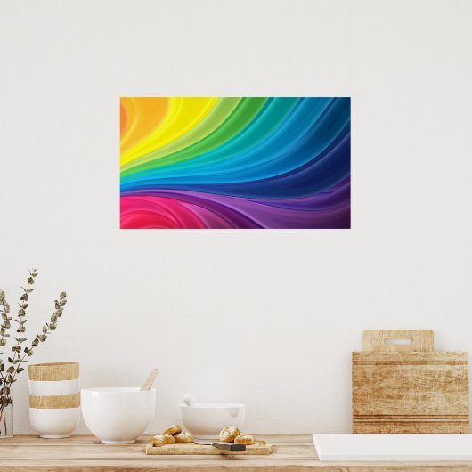 Abstract Poster regenboogdraden (Keuken)