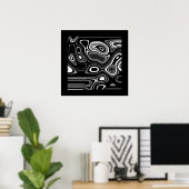 Abstract Poster Ultra Modern Black White (Thuiskantoor)