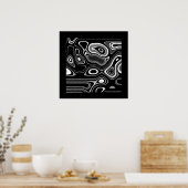 Abstract Poster Ultra Modern Black White (Keuken)