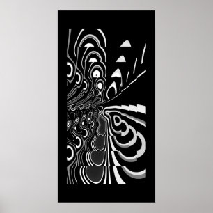 Abstract Poster Ultra Modern Black White Grey