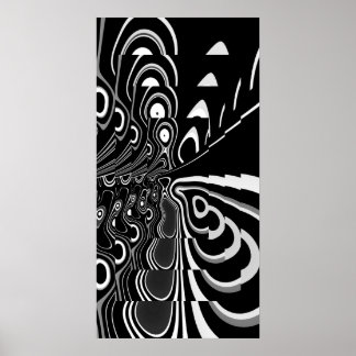 Abstract Poster Ultra Modern Black White Grey