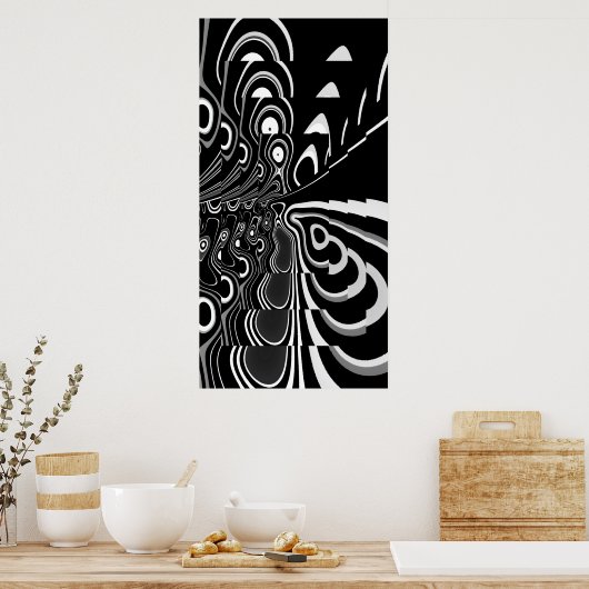 Abstract Poster Ultra Modern Black White Grey (Keuken)