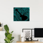 Abstract Poster voor gitaar, Blauwgroen (Thuiskantoor)