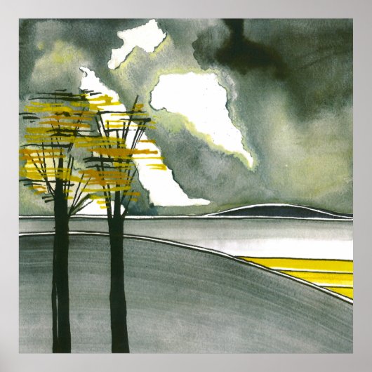 Abstract Poster voor grijze eilanden/afdrukken 24x (Voorkant)