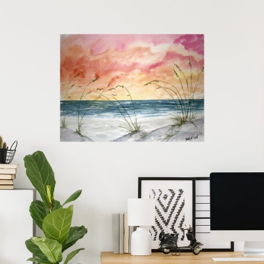 abstract poster voor het schilderen van het strand (Thuiskantoor)